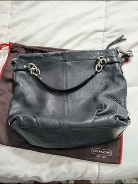 Coach Black Leather Shoulder Bag - Classic Pebbled Leather